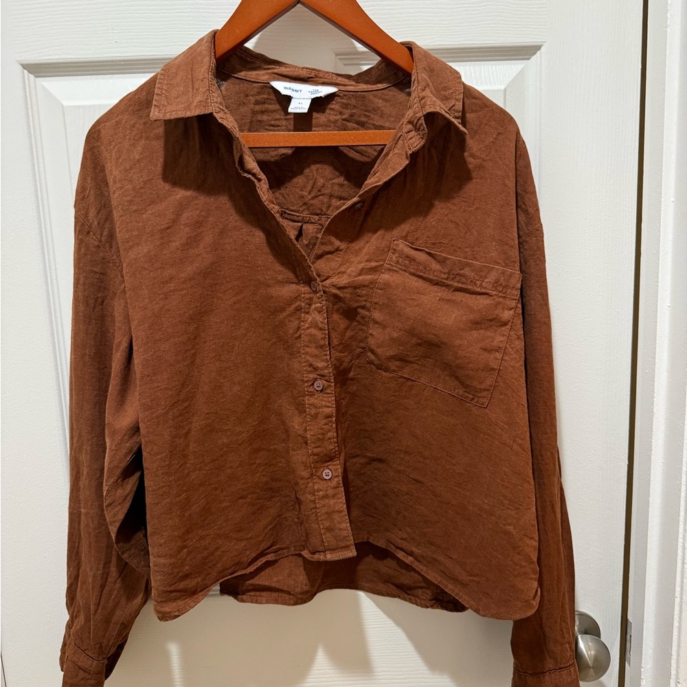 Old Navy Linen Cropped Shirt